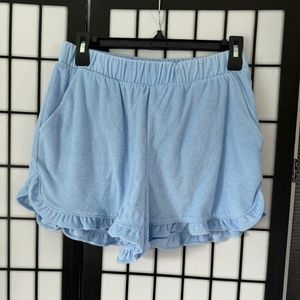 Bar III Light Blue Terry Cloth Shorts w/ Ruffle Hem Size Small